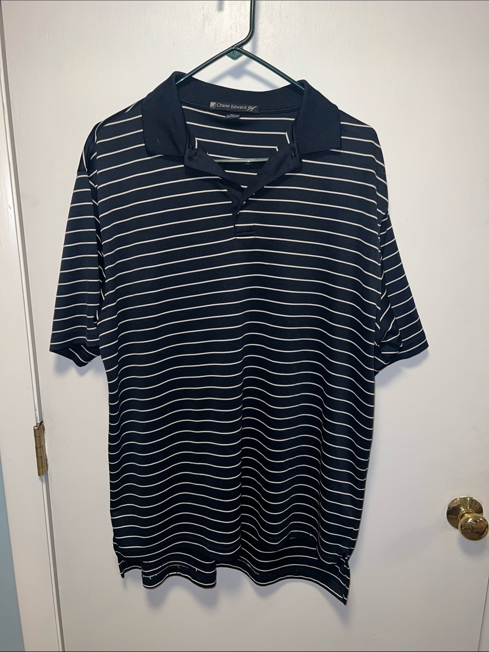 Classic Navy & White Striped Polo Shirt -